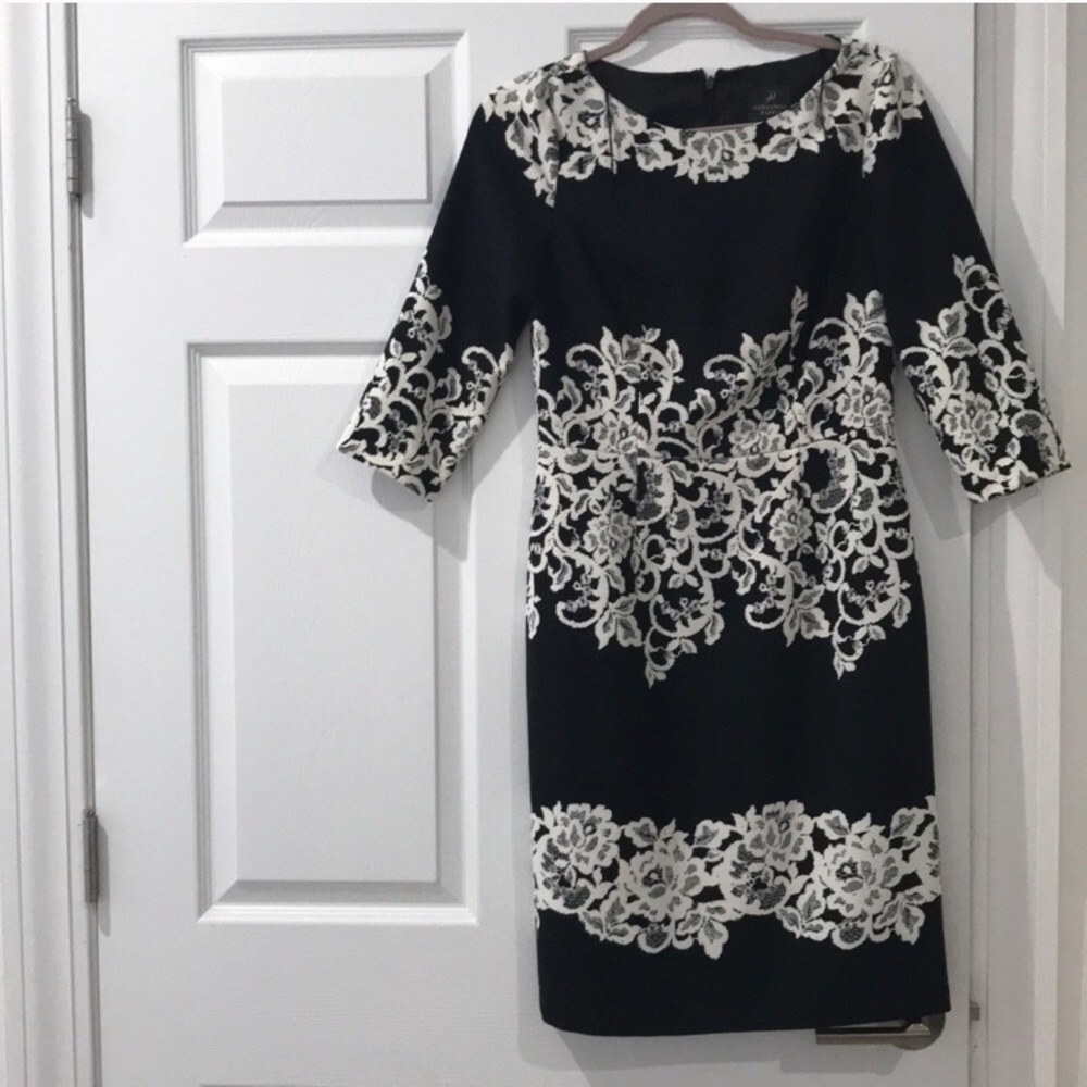 Adriana Papell Long Sleeve Midi Sheath Dress